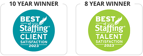 Best of Staffing 2023 Client and Talent Satisfaction Awards Logos